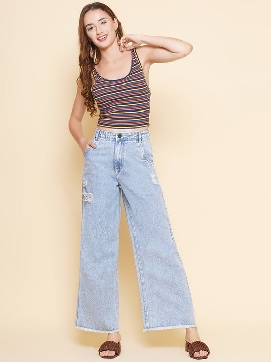Light Blue Wide Leg Jeans For Women