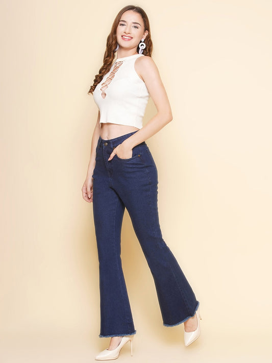 Women Boot Cut Jeans in Blue