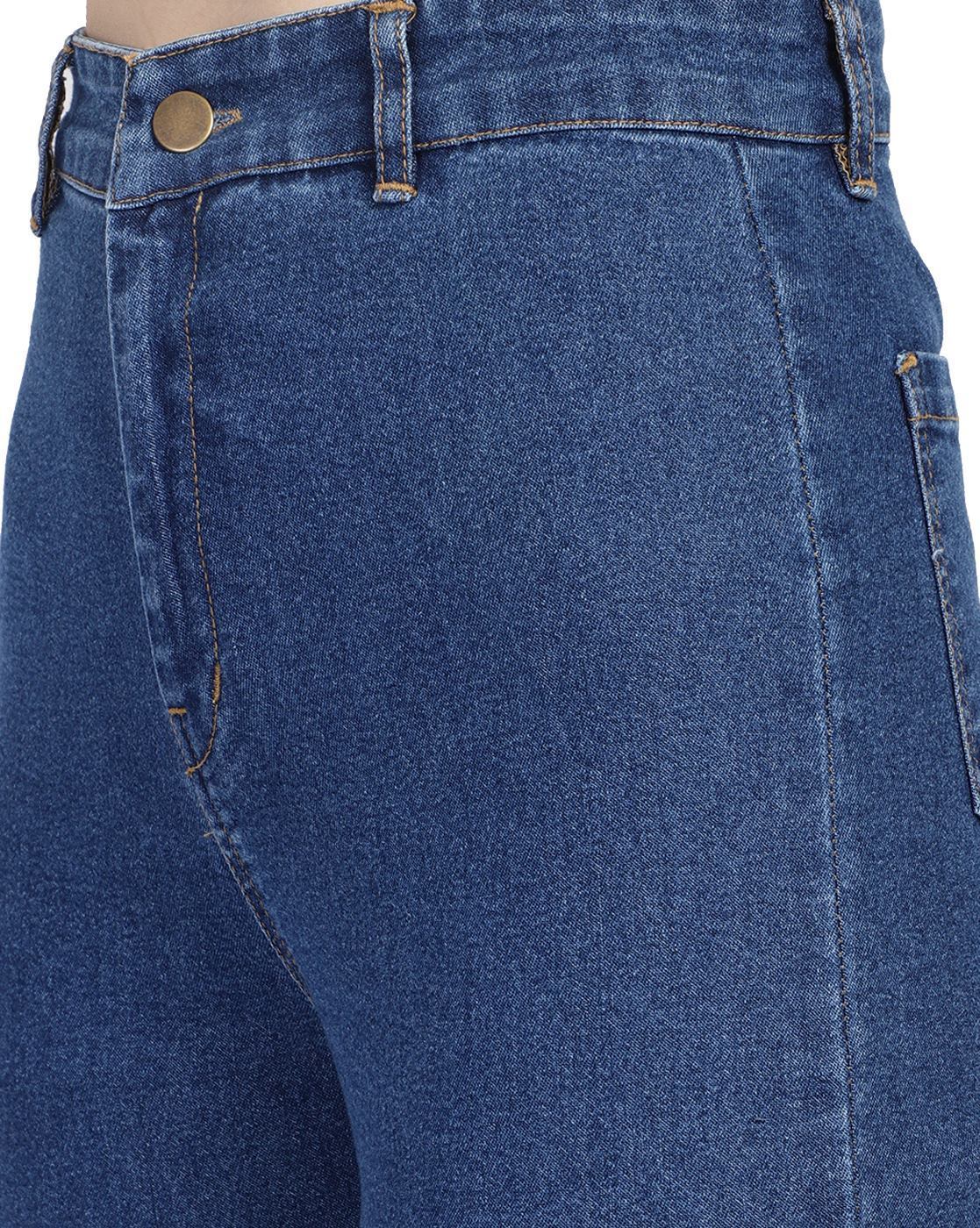 Women Flared High Rise Blue Jeans