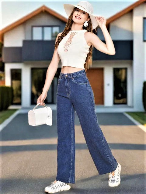 Women Regular High Rise Blue Jeans