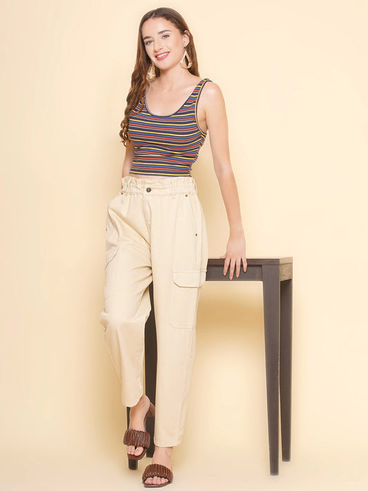 Women High Waist Jeans In Off White