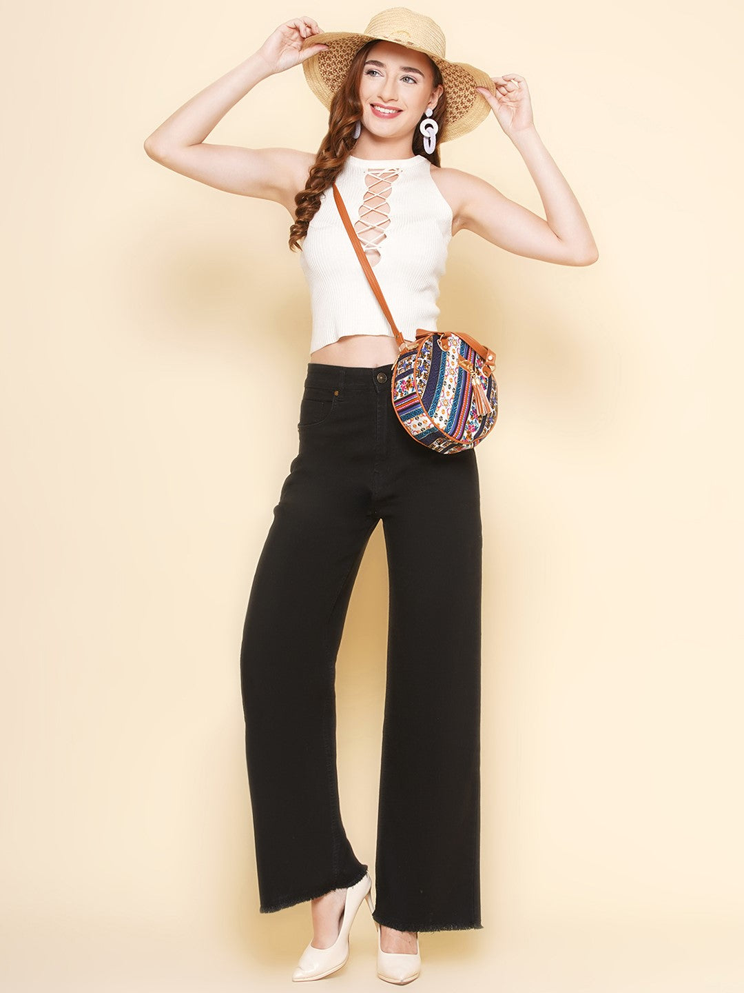 Black Women's Straight Raw Hem Jeans