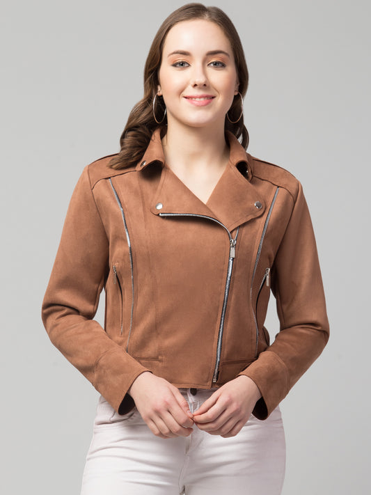 Brown Girls Suede Fabric Jacket