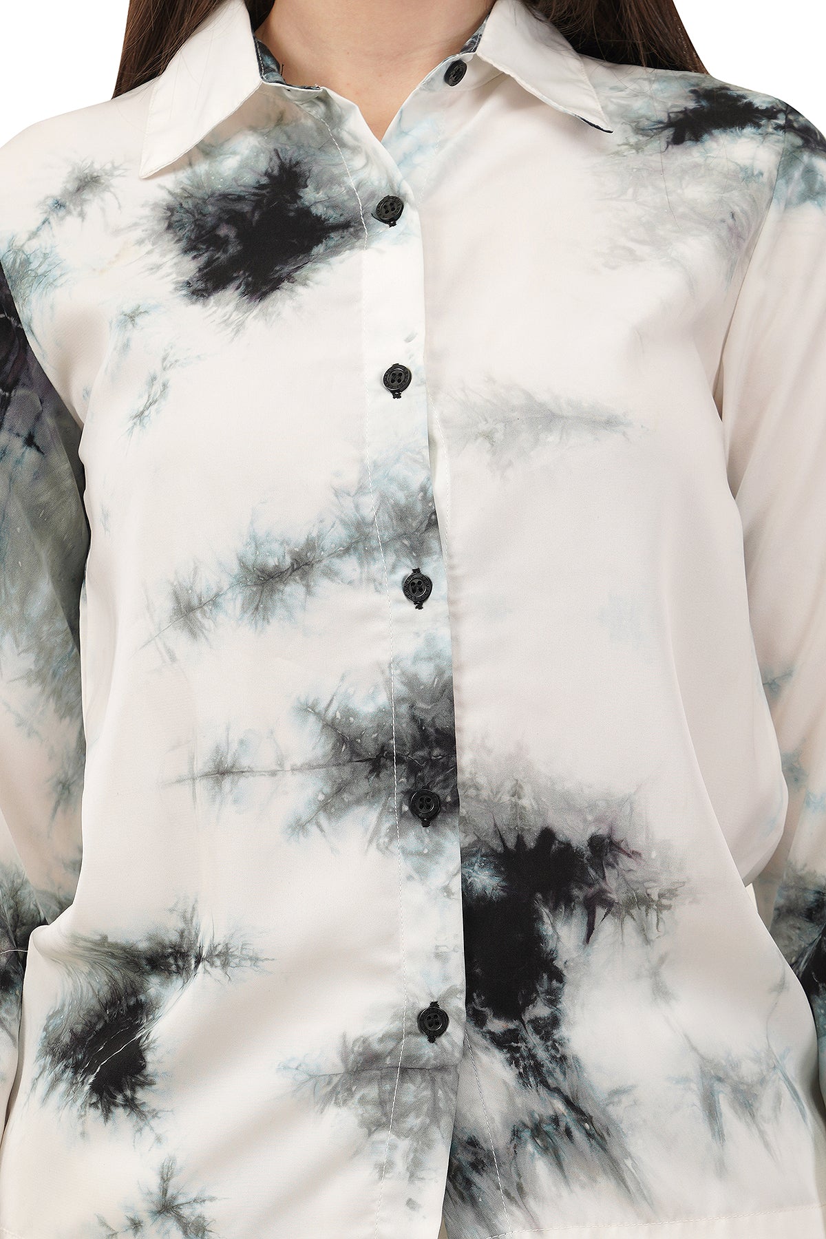 White Tie Dye Printed Imported Fabric Cord Set