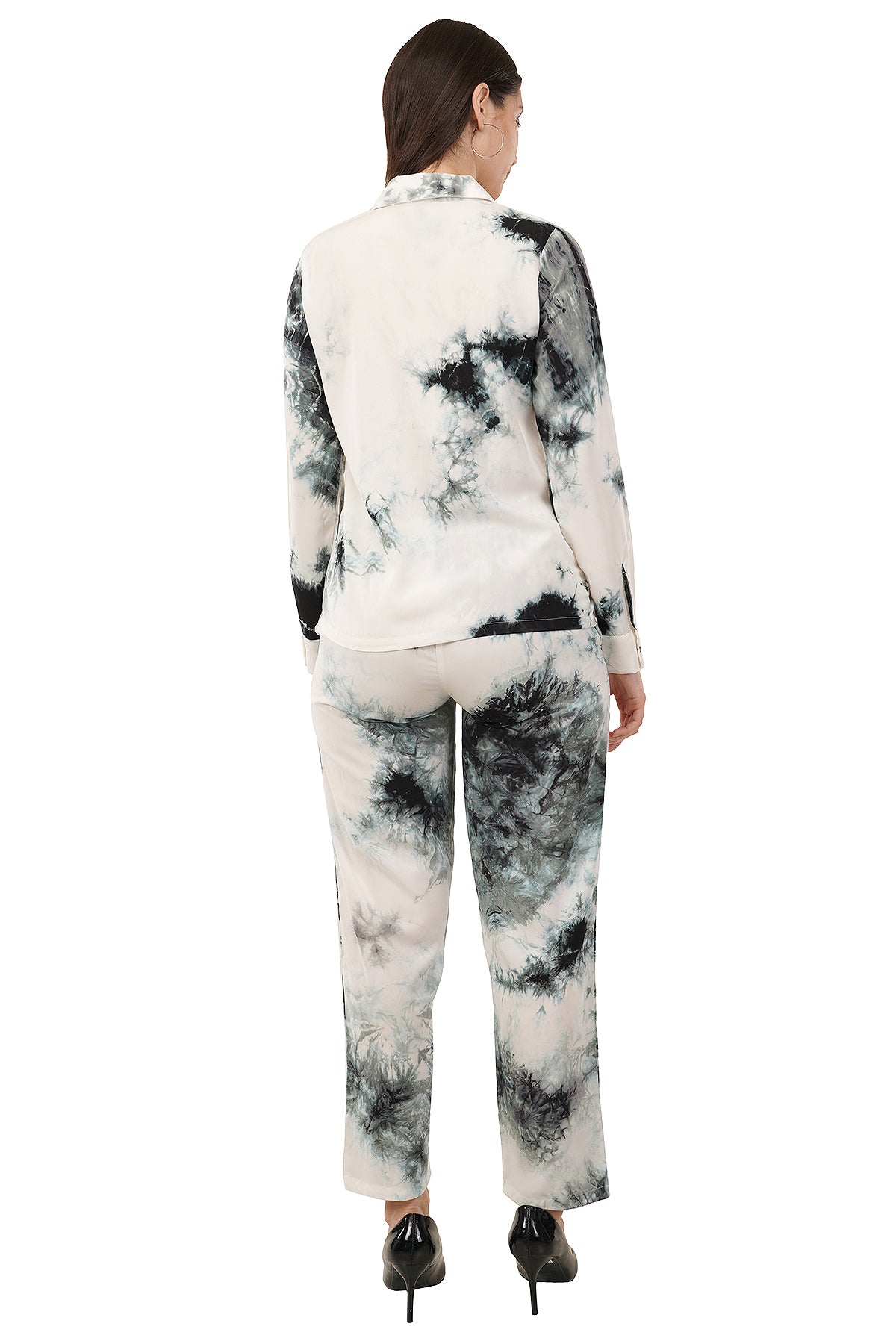 White Tie Dye Printed Imported Fabric Cord Set