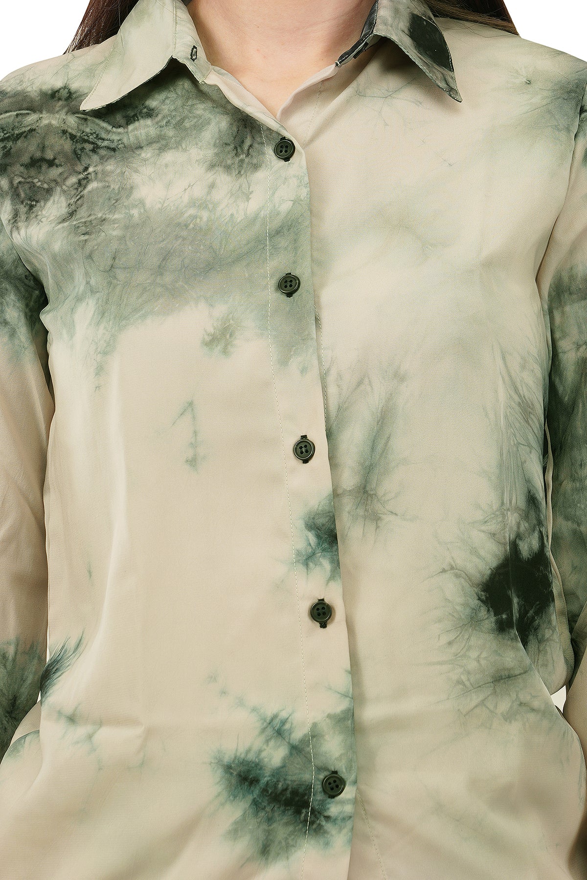 Olive Tie Dye Printed Imported Fabric Cord Set