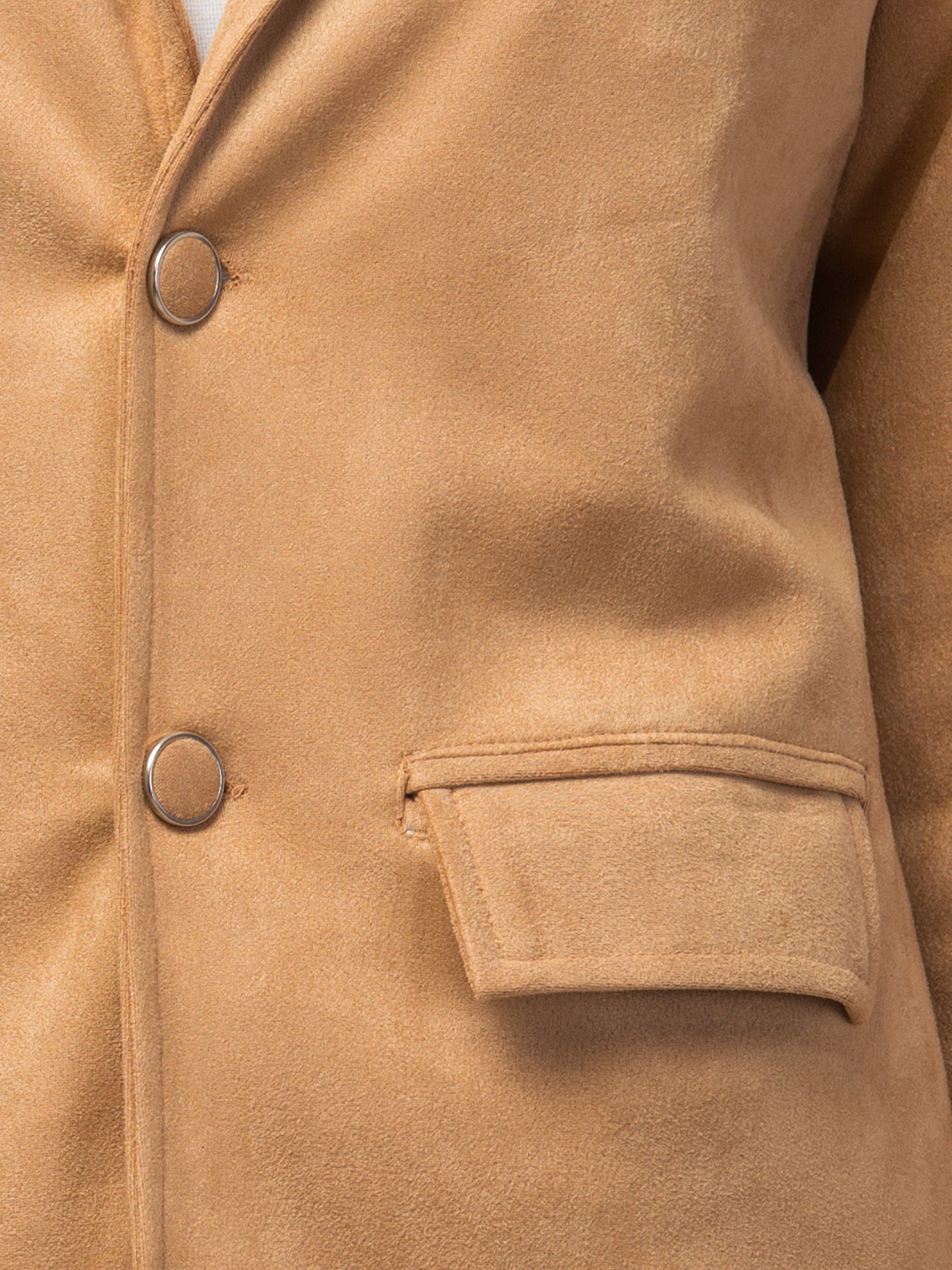 Light Brown Color Suede Fabric Girls Blazer