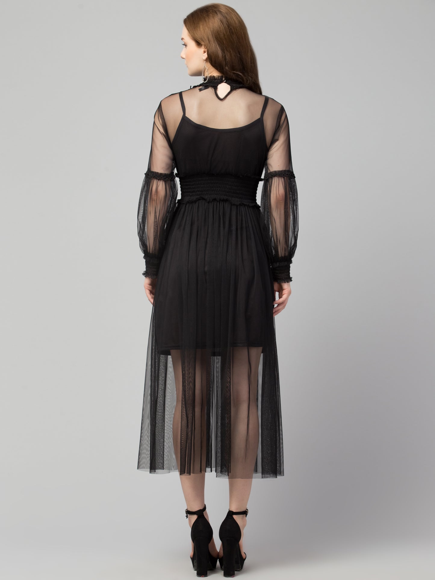Black Lace Net Dress With Lining