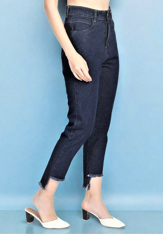 Women Regular High Rise Dark Blue Jeans